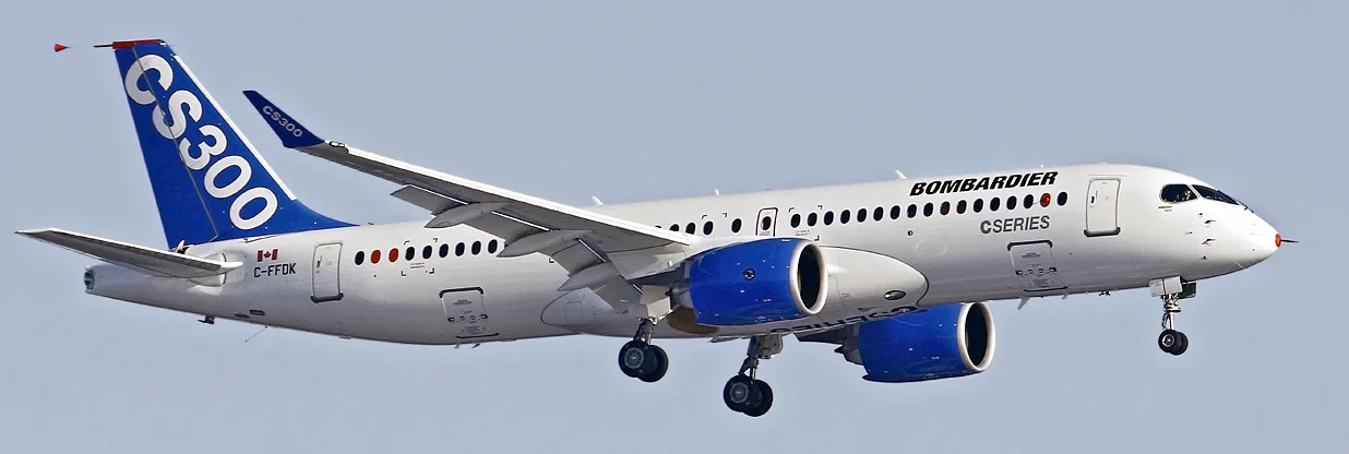 Bombardier BD-500-1A11 CSeries CS300 on finals after its first flight