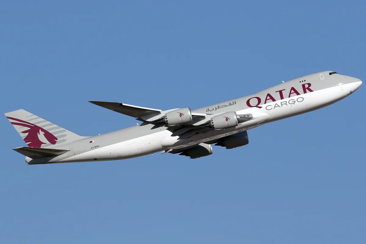 A Qatar Airways Cargo Boeing 747-87UF/SCD at Frankfurt Airport.