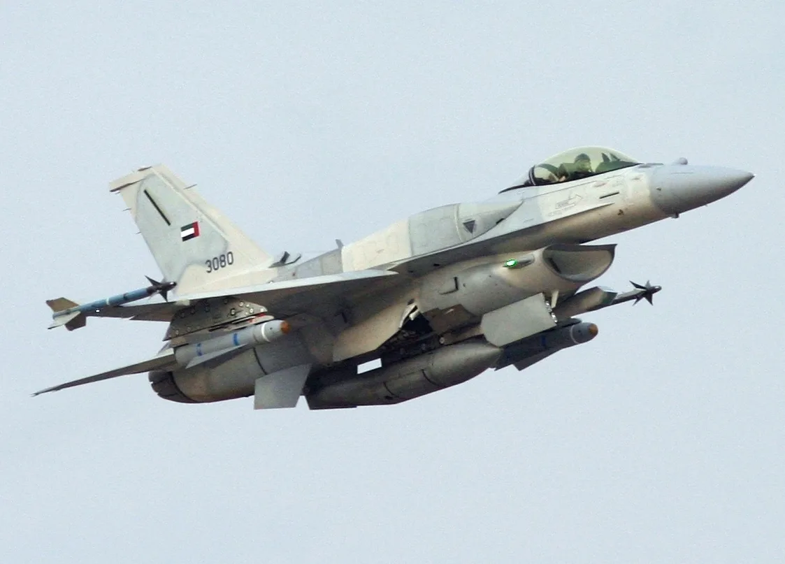 United Arab Emirates F-16 Block 60 taking off from Naval Air Station Joint Reserve Base Fort Worth