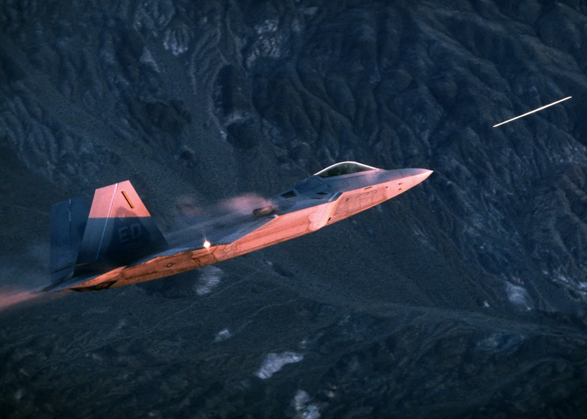 F-22 conducting a test of its M61A1 rotary cannon in 2003