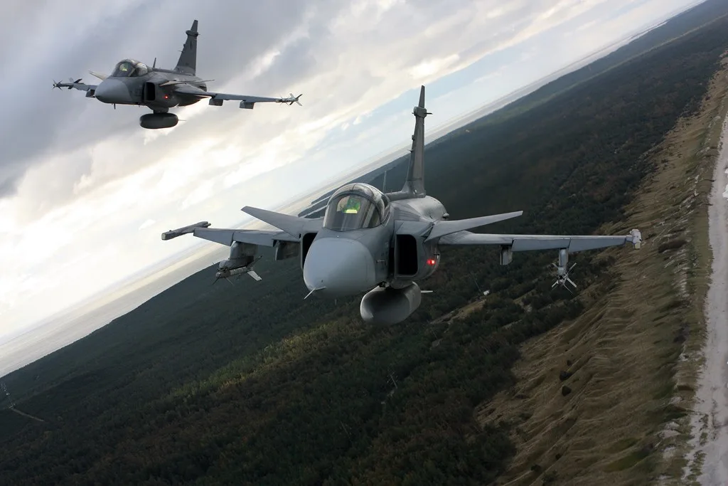 Czech JAS-39 Gripen over the Curonian Spit in 2012.